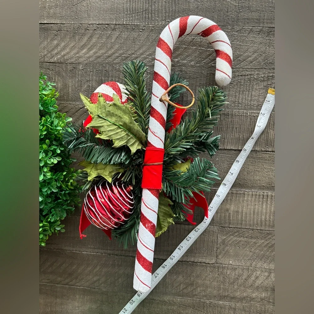 Holiday Wreath Bundle Classic Green Wreath + Candy Cane Accent Christmas Décor